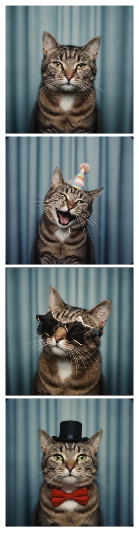 Photo booth strip of the tabby cat
