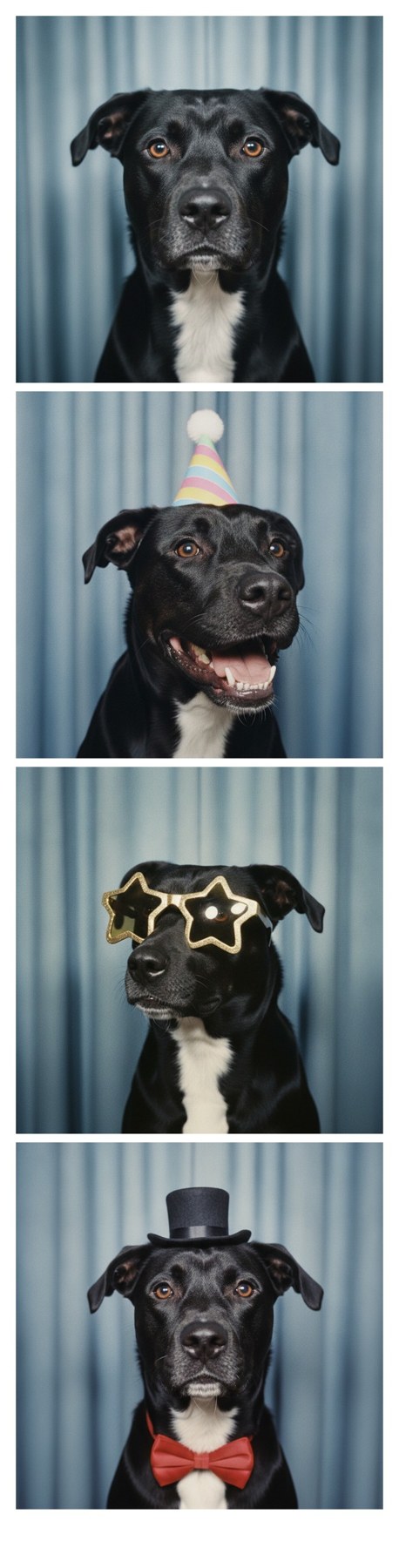Photo booth strip of Happy