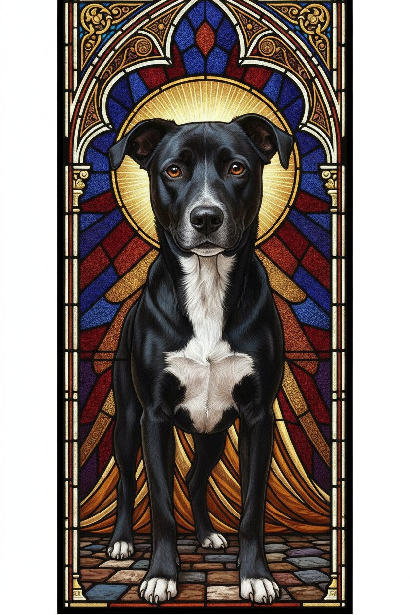 Happy as a stained glass saint