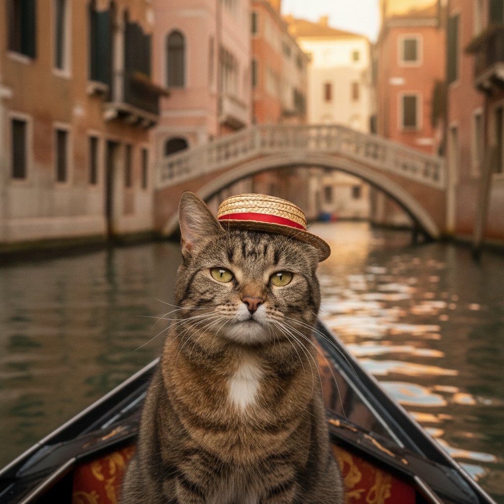 Cat in a gondola in Venice