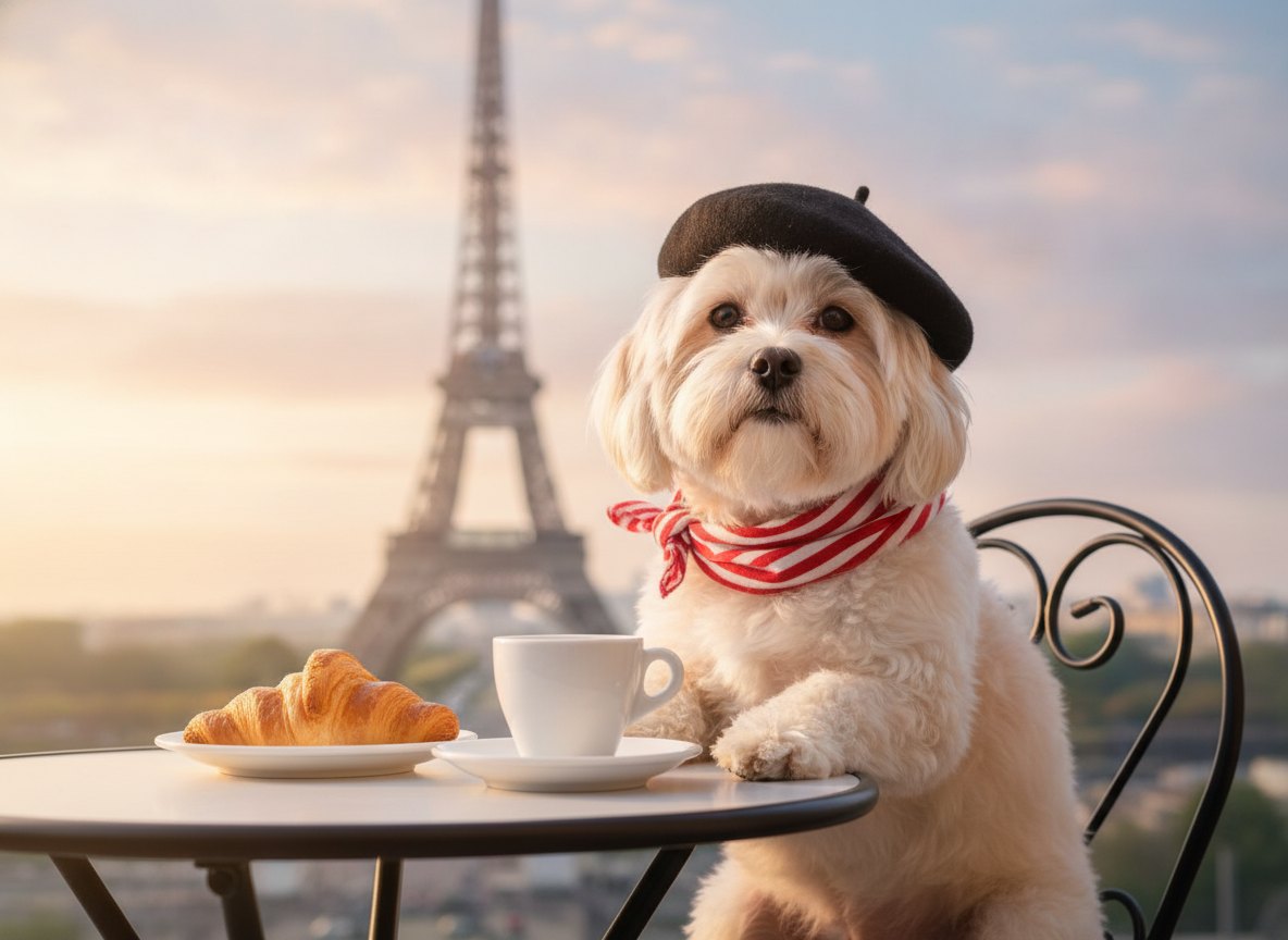 Little one in a beret at a Paris cafe