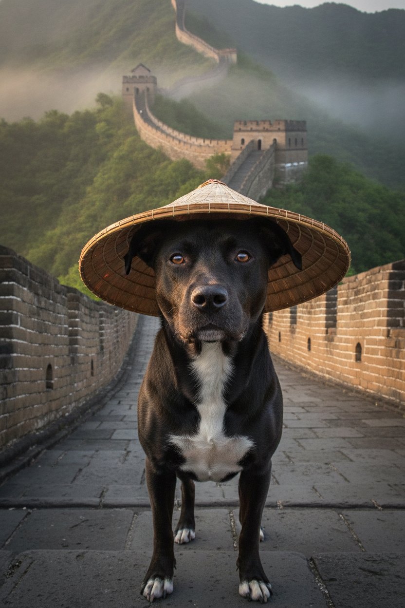 Happy on the Great Wall of China